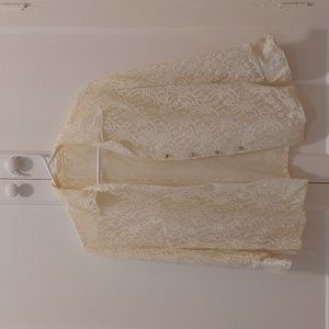 Vintage white floral lace blouse